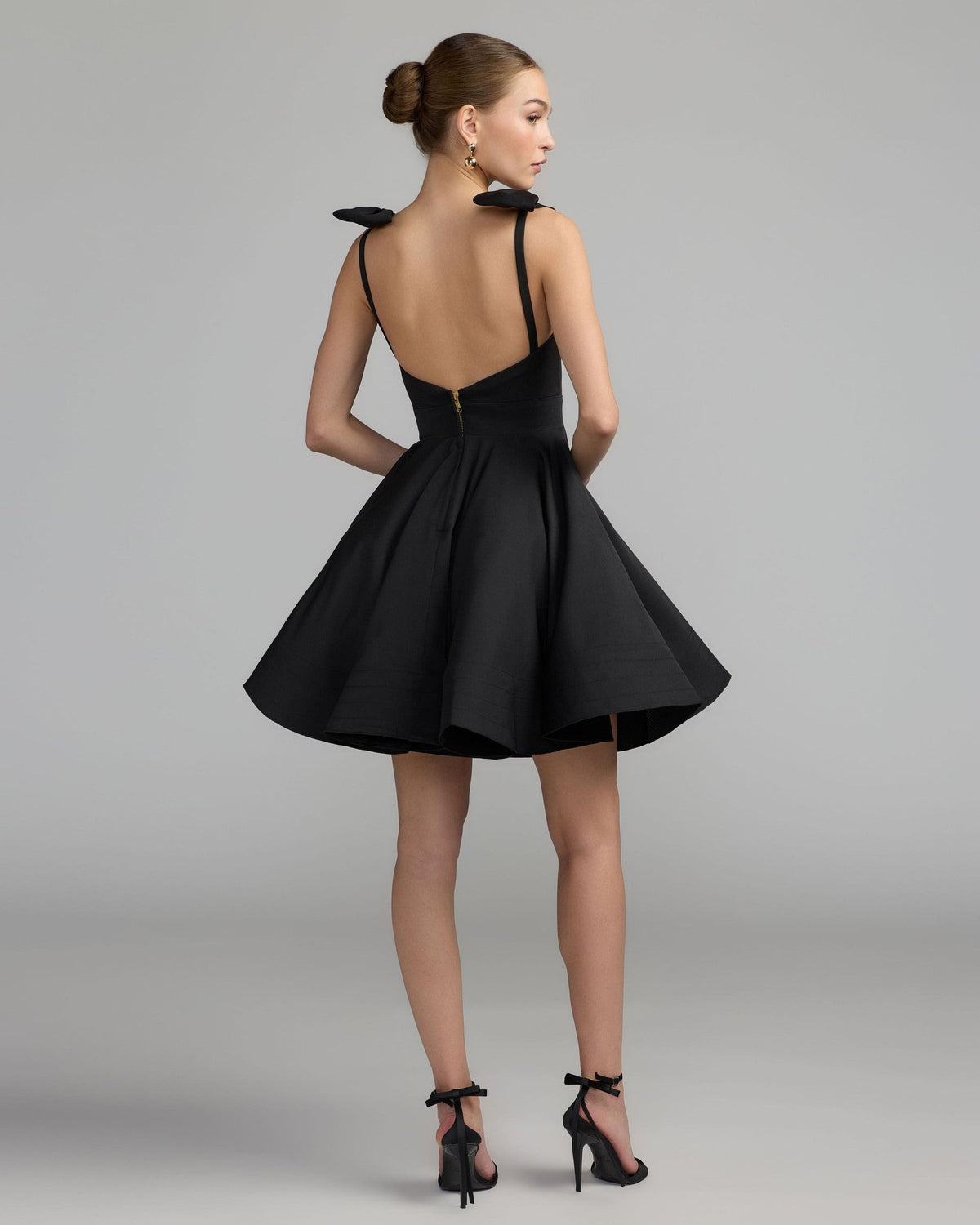 Black Bow Shoulder Mini Dress