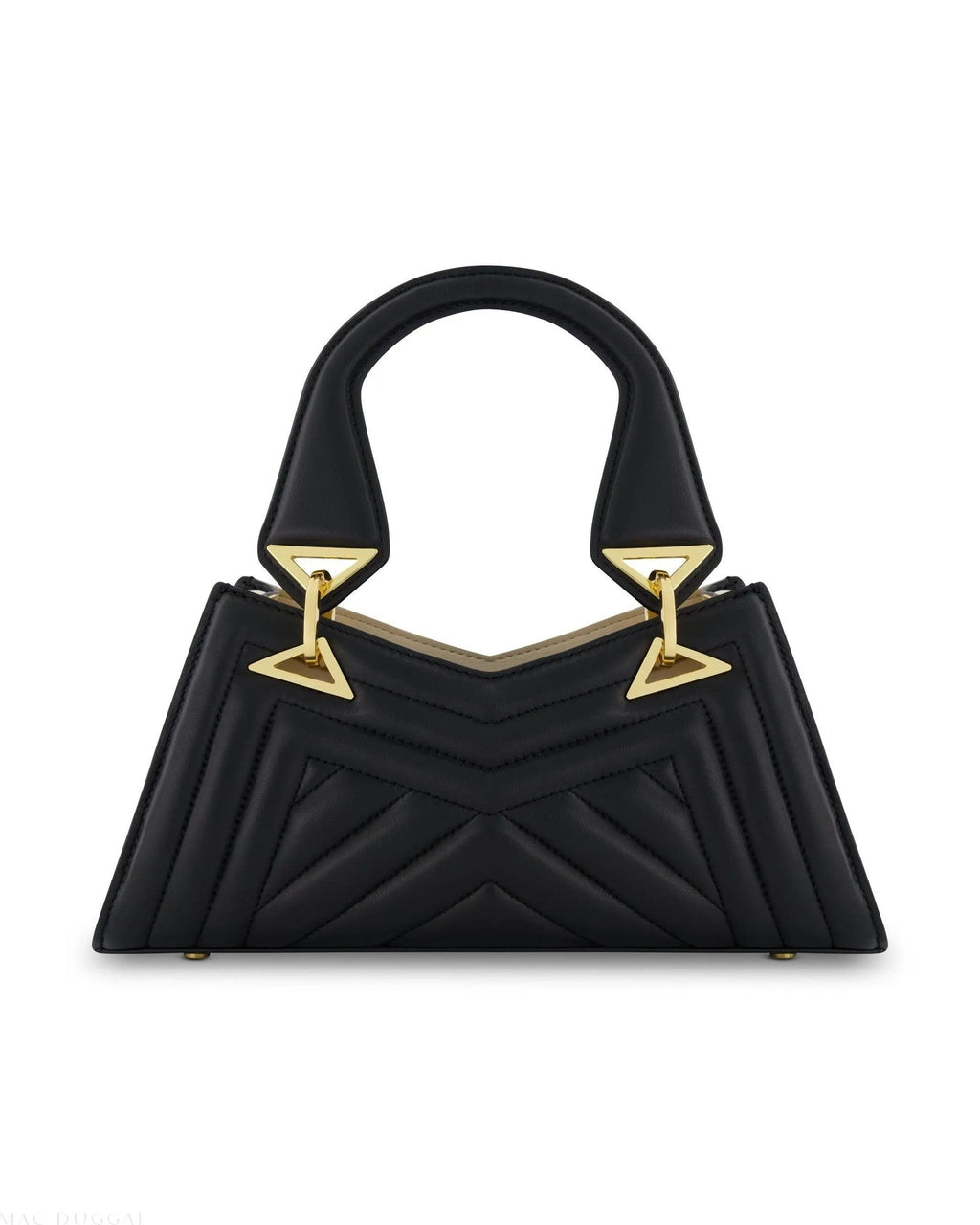 Black Angular Quilted Napa Leather Handbag