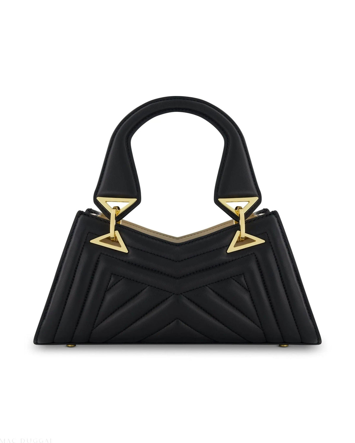 Black Angular Quilted Napa Leather Handbag