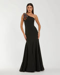 Black Multi One Shoulder Beaded Mermaid Gown