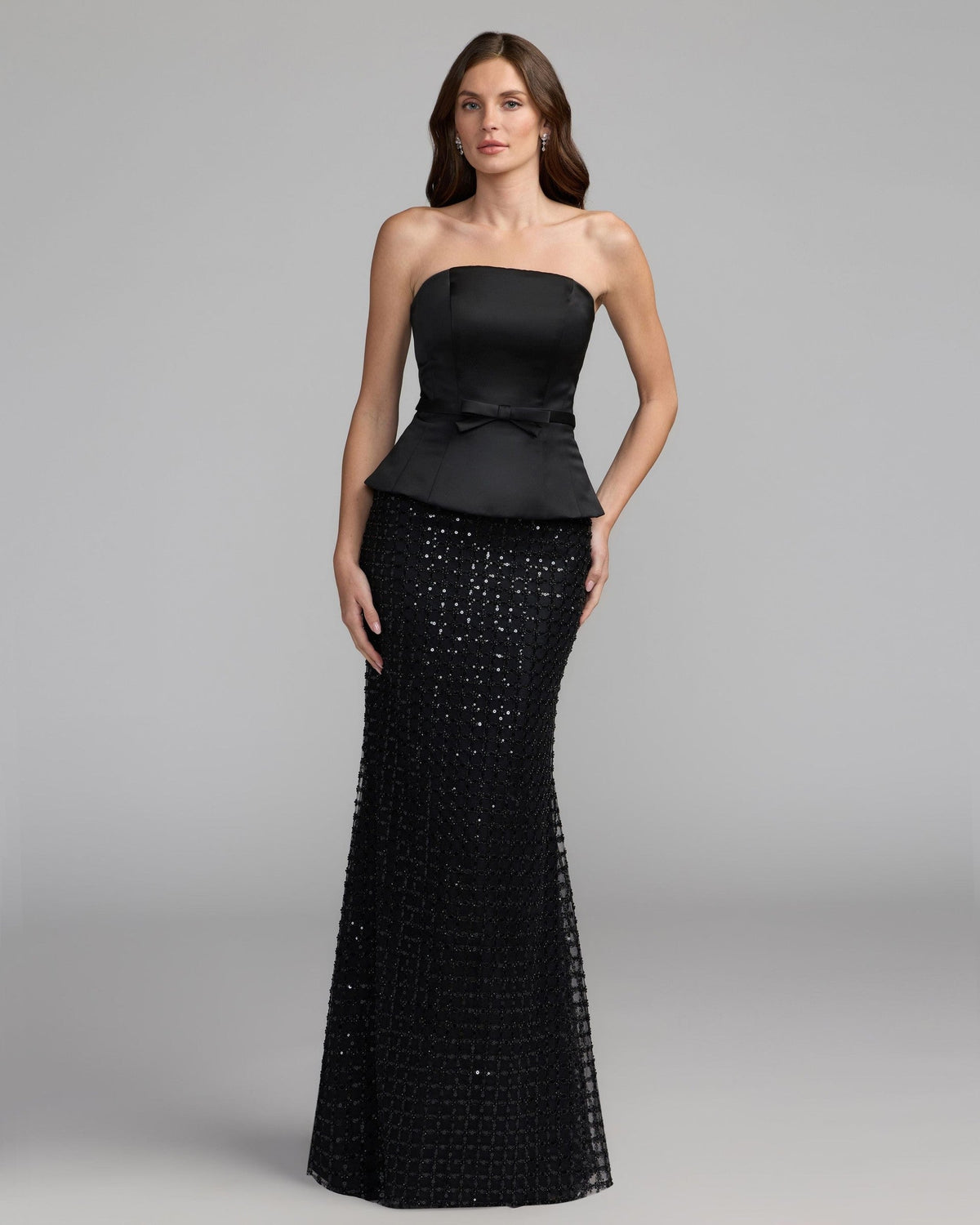 Strapless Satin Top With Embellished Skirt Gown